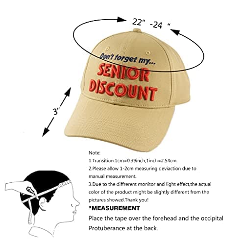 Birthday Baseball Cap, Don't Forget My Senior Discount Hat for Dad Grandpa Elders Father's Grandparents Beige