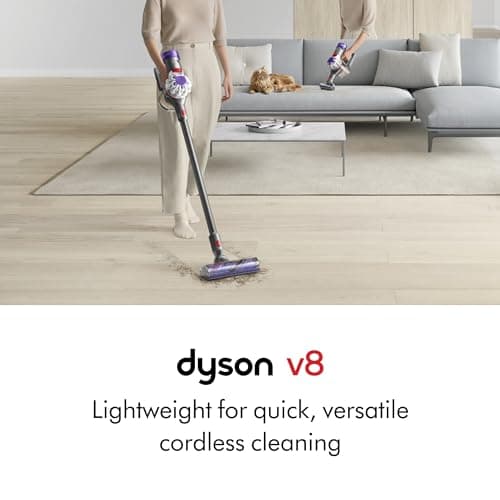 Dyson V8 Cordless Vacuum, Cleans Hard Floors and Carpets, Detangles, Converts to Handheld, 115AW, 2 Power Modes, Up to 40 Minutes¹