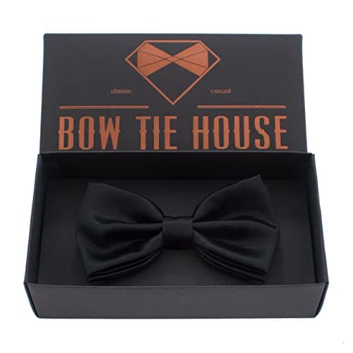 Bow Tie House Real Silk Classic Pre-Tied Bow Tie Formal Solid Tuxedo with Gift Box