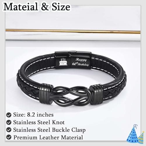 13th 16th 17th 18th 21st Birthday Gifts for Boys Him Male, Happy Birthday Leather Bracelet Gifts for 13 16 18 21 Year Old Boy Male Man Son Grandson Nephew Brother Friend with Sweet Birthday Card