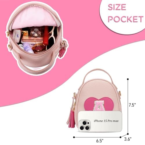 KKXIU Purse Gifts for Girls Cute Little Girl Crossbody Bag Heart Kids Small Backpack with Tassel (A)