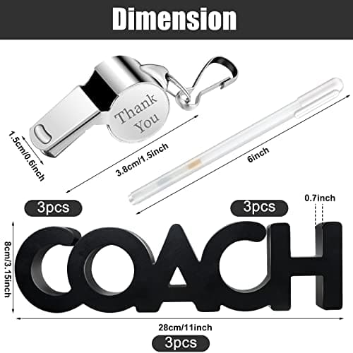 Amyhill 9 Pcs Coach Gifts Football Soccer Coaches Gifts Thank You Coach Wood Sign Whistle Stainless Steel Whistle with Rope White Marker Pen Christmas Thanksgiving Gift for Men Women Football Sports
