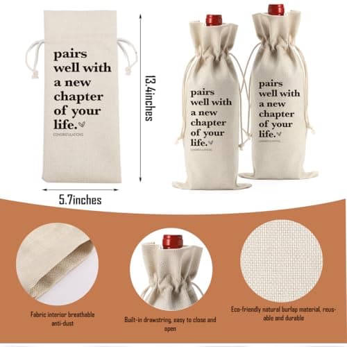 1 Pcs Funny New Chapter Wine Bag New Beginnings Gifts for Women Men Farewell Gifts for Friends Going Away Gifts for Coworkers Women Men Moving Away Gifts for Friends New Teacher Gifts