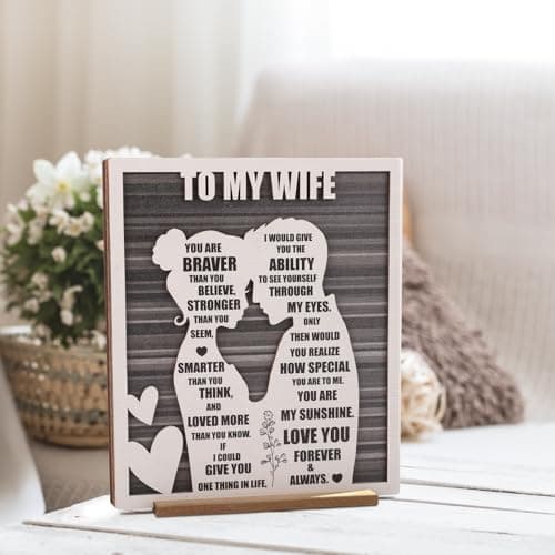 Mothers Day To My Wife Plaque | Valentines Romantic Gifts for Wife from Husband, Rustic Love Sign for Wife's Birthday, Wedding Anniversary, Christmas & Just Because