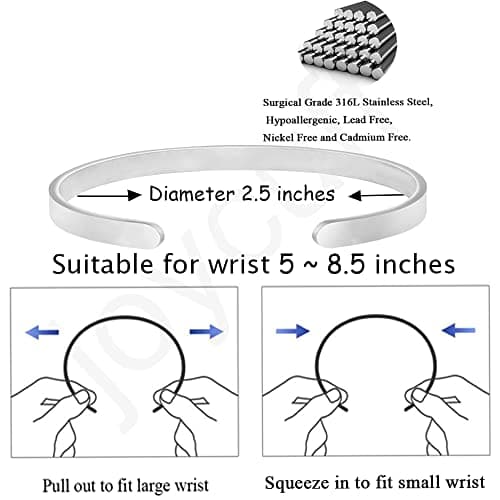 JoycuFF Bracelets for Women Personalized Inspirational Jewelry Mantra Cuff Bangle Friend Encouragement Gift for Her