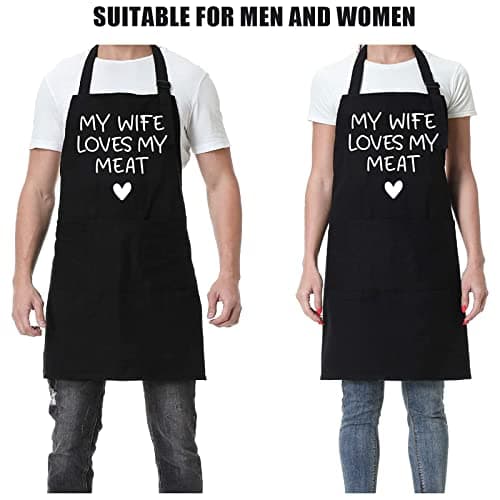 Fairy's Gift Funny Husband Apron, Men's Anniversary Christmas, Cool Birthday Gifts for Him, Husband Gifts from Wife, Manly Presents for Men, Grilling Kitchen Aprons with Pockets for Cooking Hubby Him