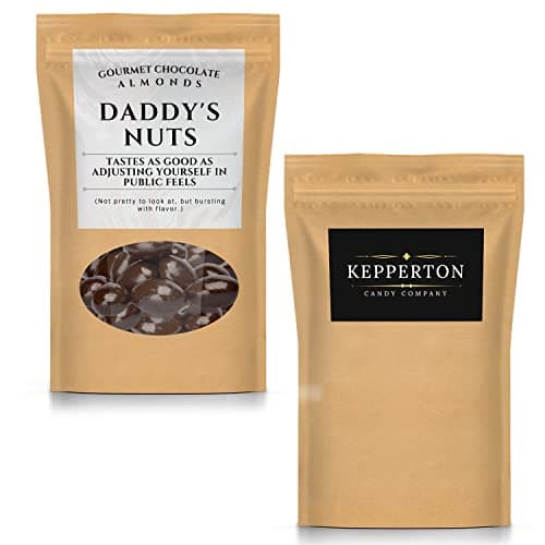 Daddy’s Nuts Gourmet Chocolate Almonds - Dark Cocoa Chocolate Nuts Kepperton - Funny Candy Gifts for Men Fathers Day, Birthdays, Christmas Stocking Fillers for Dads, Stepdad, Grandpa