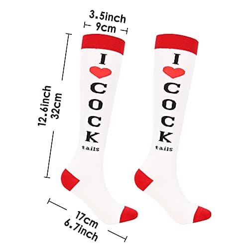 Funny Socks I Love Cocktails Knee Tube Party Stockings Gag Gifts for Christmas White Elephant Gift Exchange