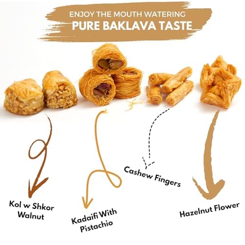 Cerez Pazari Baklava Pastry 8.5oz, Baklava Gift Box with Rich Pistachios, Walnuts, Hazelnuts and Cashews, Halal Shatila Baklava, Traditional Turkish Arabic Dessert Gift Box, Sweet Food Gifts for Women