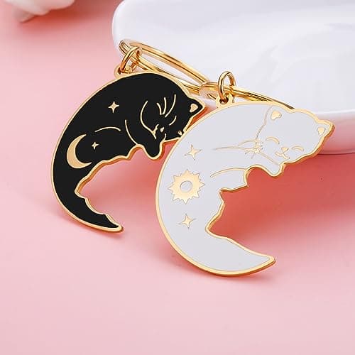 XPENMULBOJA Couple Gifts for Boyfriend Girlfriend Fathers Day Cat Dad Keychain Anniversary Matching Couple Stuff for Wife Husband Him Her Christmas Stocking Stuffer for Women Men Cat Lover