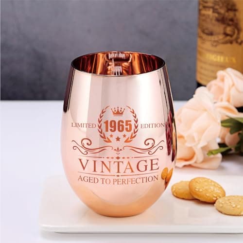 60th Birthday Gifts for Women - Vintage 1965 Wine Glass - 60th Birthday Decorations for Her - Funny Bday Present Ideas (wine glass, 1965)