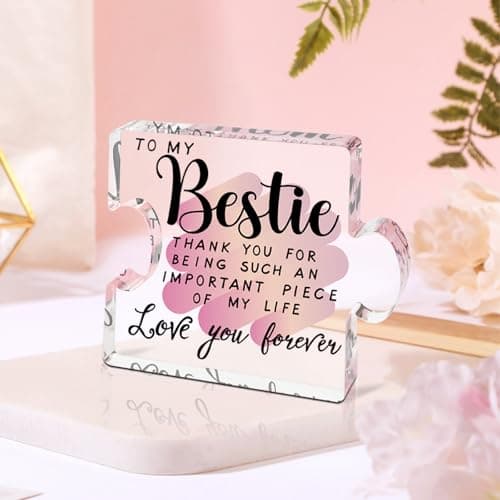 Best Friend Birthday Gifts for Women, Friendship Gifts for Women, Bestie Acrylic Puzzle Plaque Keepsake for Soul Sister Female Bestfriend Work Besties Birthdays, Graduation Gift for Her