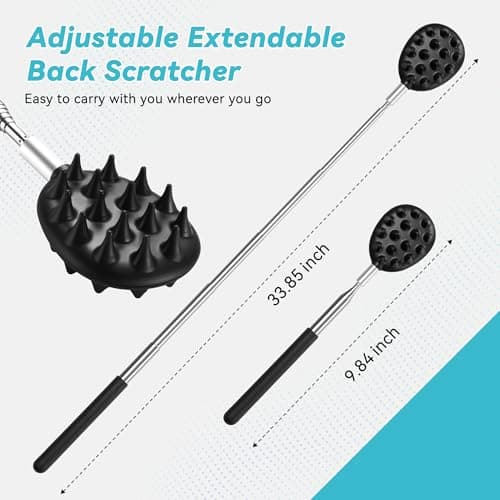 Telescoping Back Scratcher with 3Pcs Detachable Heads, Back Scratcher for Men/Women, Fathers Day Dad Gifts Birthday Gifts for Husband, Men, Women, Him, Her
