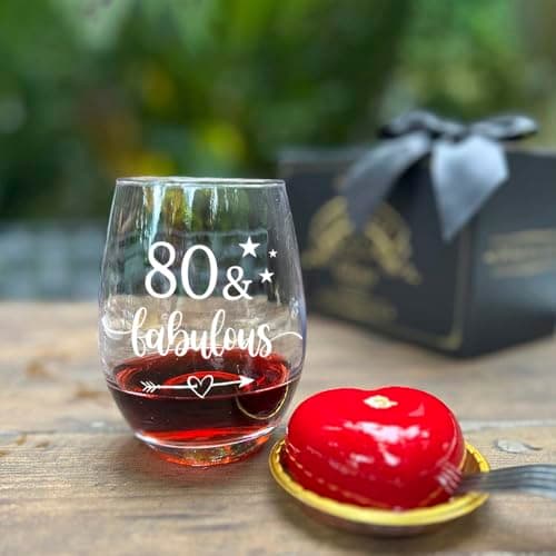 80th Birthday Gifts for Women Her - 80 Fabulous Wine Glass Turning 80 Years Old Gift, Unique Happy 80th Birthday Gifts for Her, Mom, Wife, Friends, Sister, Female, Coworker, Grandma, Aunt
