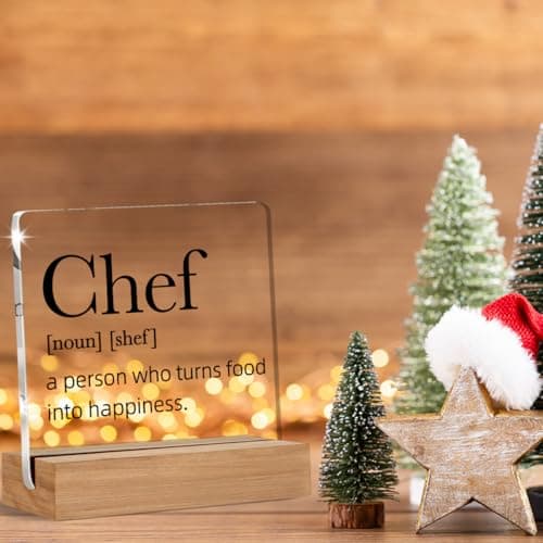 Chef Gifts for Men Women, Chef Definition Gift, Gifts for Chefs, Home Kitchen Decor, Desk Decor Acrylic Sign, 4 x 4 Inches
