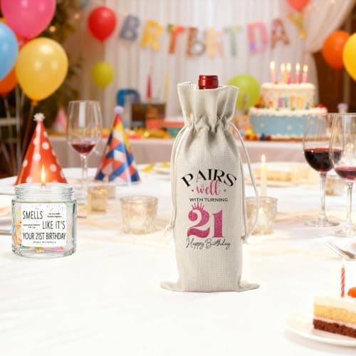 21st Birthday Gifts for Her Him 21 Year Old 21st Birthday Decorations for Men Wine Bag And Candle Happy Anniversary Party Supplies Decorations - Back in 2005