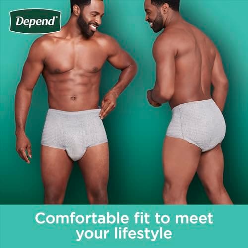 Depend Depend Fresh Protection Adult Incontinence Underwear for Men, Disposable, Maximum, Extra-Large, Grey, 68 Count (2 Packs of 34), Packaging May Vary