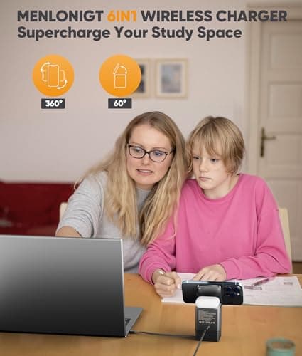 6-in-1 Charging Station,105W GaN Retractable Charger with Magnetic Pad – MagSafe Compatible, USB-C Fast Charging for iPhone, AirPods, MacBook, Apple Watch, and Other Phones, Tablets, Laptops