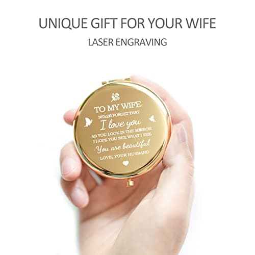 Gifts for Wife I Love You Wife Gold Compact Mirror