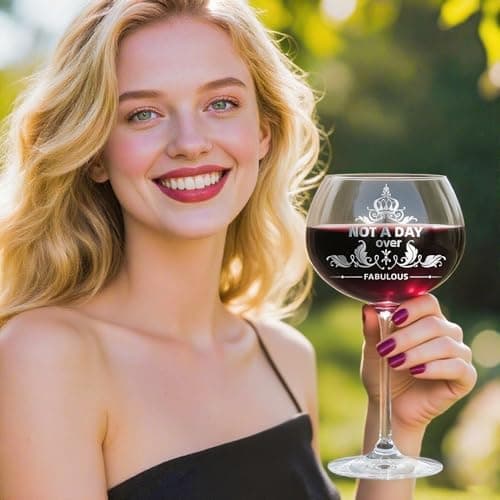 Gifts For Women,Not a Day Over Fabulous Personalized Wine Glasses Birthday Gifts Wine Glass Mothers Day Gifts For Women, Unique Gift Ideas for Her Mom Friends Female Her Wife Girlfriend Coworkers