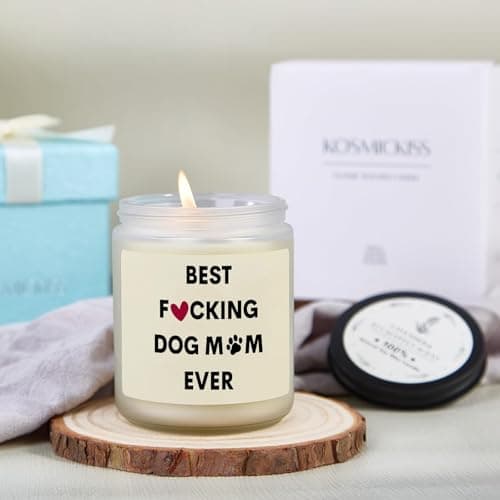 Kosmickiss Dog Mom Gifts for Women, Funny Dog Lovers Gifts for Women, Birthday Christmas Mothers Day Gift, Handmade Soy Wax Candle