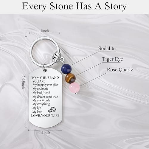 JoycuFF Keychain Gift for Women Christmas Birthday Gift for Best Friends Huaband Son Mom Stone Keychain