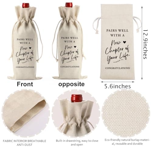 YUANHAO Moving Away Gifts for Friends, Farewell Gifts for Coworkers, Going Away Gift for Women Men, Goodbye Gift for Coworkers, Funny New Chapter Wine Bag