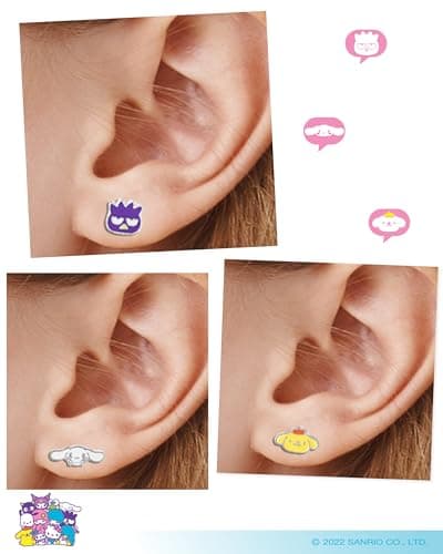 Sanrio Hello Kitty Stud Earrings Pack of 12 Pairs - Official License Hello Kitty and Friends Earrings