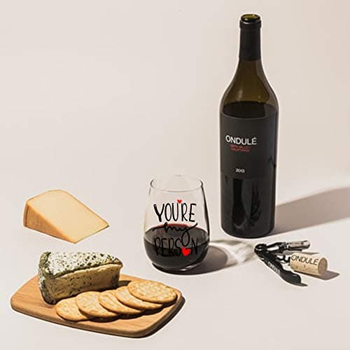 Perfectinsoy You're My Person Funny Stemless Wine Glass, Best Friend Wine Glass for Women, Perfect Birthday, Wedding, Christmas, Mother's Day Gift for Women Friend