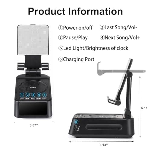 Gifts for Men Women, Phone Stand with Bluetooth Speaker&Clock, Birthday Gifts for Him, Phone Holder with Wireless Speaker, Ideal for Dad Mom Husband Boy, Cool Tech Gadget for Men