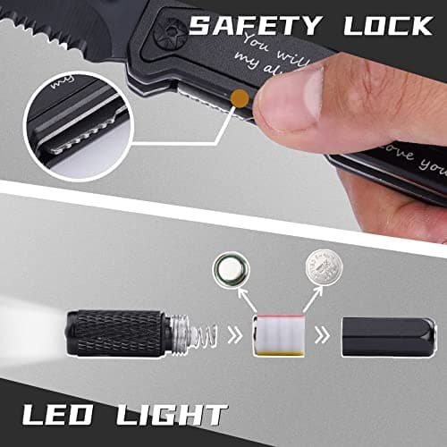 Gifts for Him Men, Christmas Anniversary Birthday Gifts for Boyfriend Husband, Stocking Stuffers for Him, Engraved Pocket Knife, Camping Hiking Multitool Knife Present, Folding Knives with Wood Box