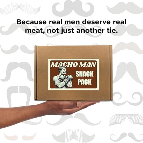 Macho Man Snack Pack Jerky Gift Box - High Protein Snacks for Men, Curated Beef Jerky Assortment Gift Box for Men, Husband, Dad, Boyfriend, Low Carb Keto