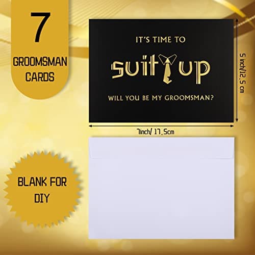 Zonon 8 Pcs Groomsmen Proposal Cards 7 Will You Be My Groomsman and 1 Best Man Card with Envelopes 5 x 7 Inch Suit up Funny Groomsmen Proposal Invitation Gifts for Wedding Supplies