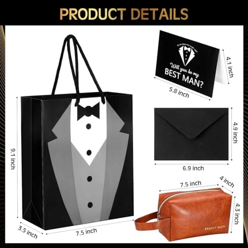 13 Pcs Best Man Proposal Gift Set Stainless Steel Flask Box Bag Shot Glass Bottle Opener Pocket Watch Sunglasses Knife Sock Card Toiletry Bag for Wedding