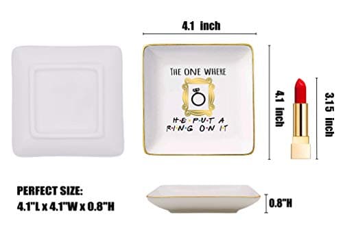 Engagement Gift-Bride to Be-Newly Engaged-Fun Wedding Gift-The One Where He Put A Ring On It-Jewelry Holder Ring Dish Trinket Box Tray-Friends TV Show