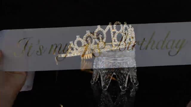 18th Birthday Decorations for Girls with 18th Birthday Sash White and Tiara Gold, Number Candles Gold, 18 Year Old Girl Gifts