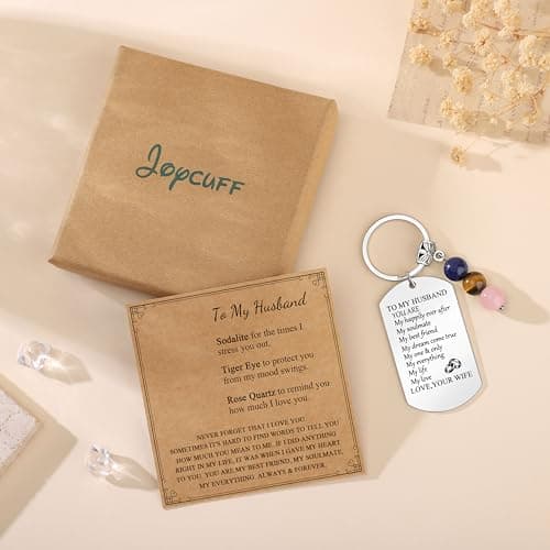 JoycuFF Keychain Gift for Women Christmas Birthday Gift for Best Friends Huaband Son Mom Stone Keychain