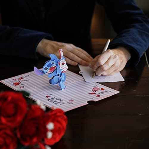 Lovepop Valentines Day Card for Her, Him - 3D Disney Pop-Up Cards - Lilo and Stitch - Stitch Rockin' - 5" x 7" - Blank Notecard & Envelope Included