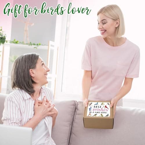 Nefelibata Bird Gifts for Women: 4-in-1 Birds Mug, Socks, Water Whistle, Kitchen Towel - Cardinal, Hummingbird, Kingfisher Birds on Branch