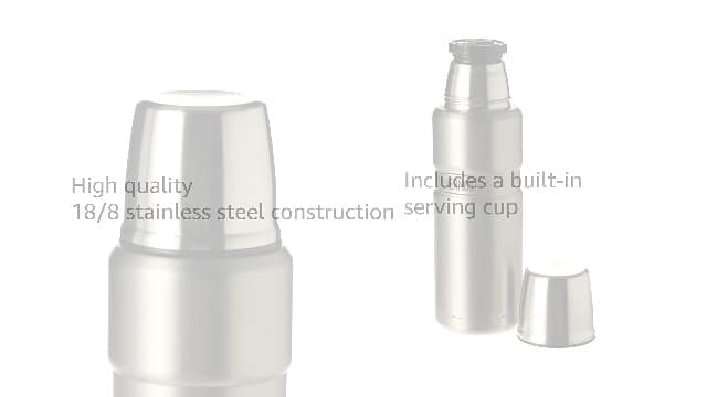 THERMOS Stainless King Vacuum-Insulated Compact Bottle, 16 Ounce, Matte Steel