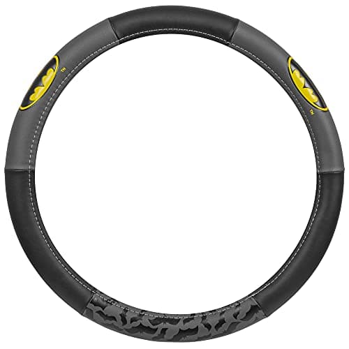 BDK Warner Bros DC Comics Batman Steering Wheel Cover - Ergonomic Grip, Universal Size 14.5-15.5 in, Protects and Insulates Your Wheel, Car Accessories for Car, Truck, Van, SUV