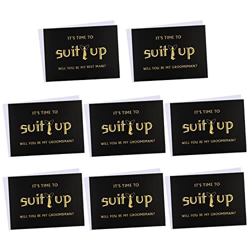 Zonon 8 Pcs Groomsmen Proposal Cards 7 Will You Be My Groomsman and 1 Best Man Card with Envelopes 5 x 7 Inch Suit up Funny Groomsmen Proposal Invitation Gifts for Wedding Supplies
