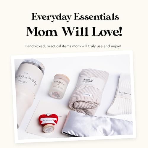 lovebug Mom Birthday Gifts - Thoughtful Gift Box for Mom with Blanket, Candle, Tumbler, Socks, Self Care Items - Get Well Soon Care Package Set - Birthday Gift Basket for Women