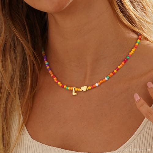 Colorful Initial Necklaces for Girls Kids - Colorful Heart Bubble Initial Letter Necklace Teen Girls Gifts Trendy Stuff Birthday Gifts for 5 6 7 8 9 19 Year Old Girl Gifts