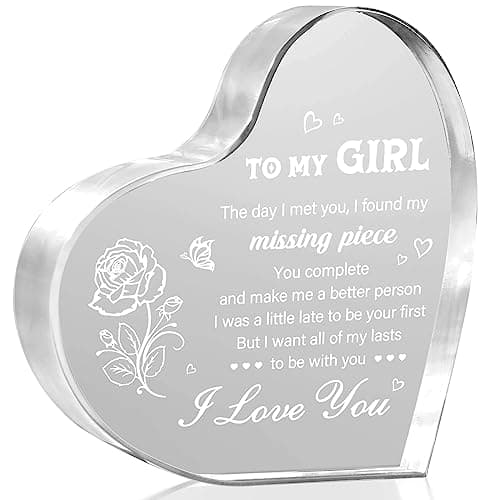 Gifts for Girlfriend, Girlfriend Birthday Gifts Ideas, To My Girl Heart Shaped Acrylic Block, I Love You Presents for Her, Valentines Day Christmas Idea for Her GF Wife