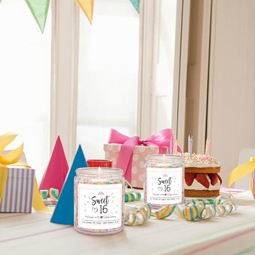 Homsolver 16th Birthday Gifts for Girls, Vanilla Cream Scent Best Ideas Birthday Presents for Daughter, Friends, Sister, Handmade Aromatherapy Candle Decorations