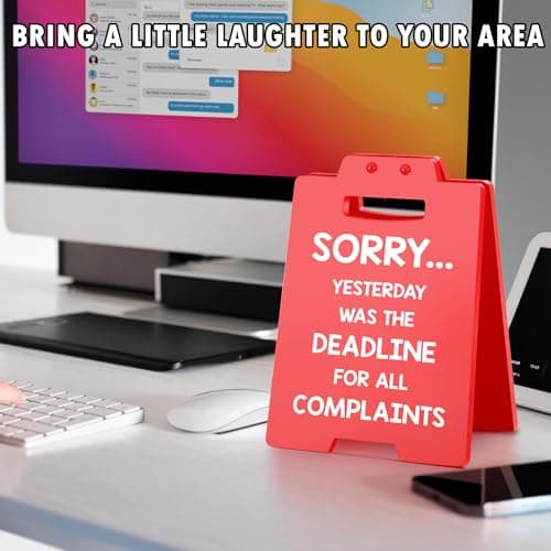 Funny Office Decor Christmas Boss Gifts for Women Men White Elephant Gag Gifts for Female Male Boss Lady Manager Supervisor Coworkers, Nurses Teacher Principal Xmas Gift Cubicle Accessories Red Sign