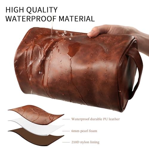 Easycosy Personalized Toiletry Bag for Men, Engraved with Pattern & Text, PU Leather Men's Toiletry Bag for Traveling, Father's Day Memories Gifts for Him Men Boyfriend Husband