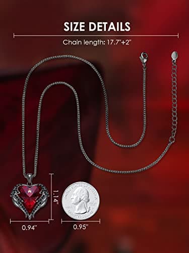 CDE Christmas Gifts for Women Angel Wings Necklace for Women with Birthstone, Love Heart Silver Tone/Gold Tone Pendant, Ideal Anniversary or Birthday Jewelry Gifts for Wife Girlfriend Her