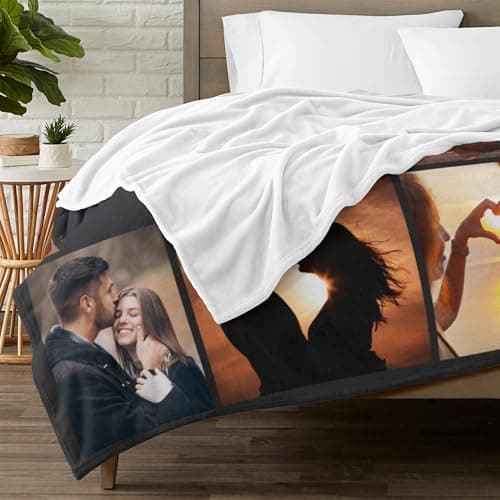 Custom Blanket with Picture Text Customized Thow Blankets Personalized Blanket Customizable Blanket Photo Blankets Customize Gifts for Mom Dad Couple Girlfriend Boyfriend Wife Husband